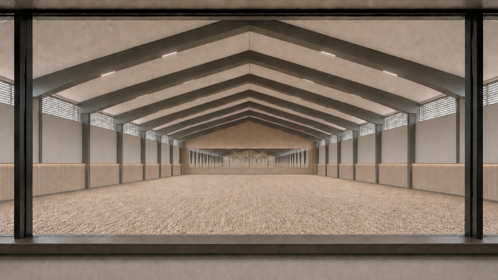Warm timber, natural light and a clear arena outlook.